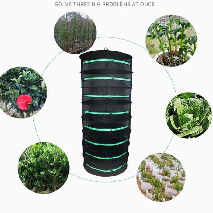 Hanging Herbal Drying Net Foldable Drying Rack Closed Zipper Plant Drying Net, 60cm Diameter 2 La...