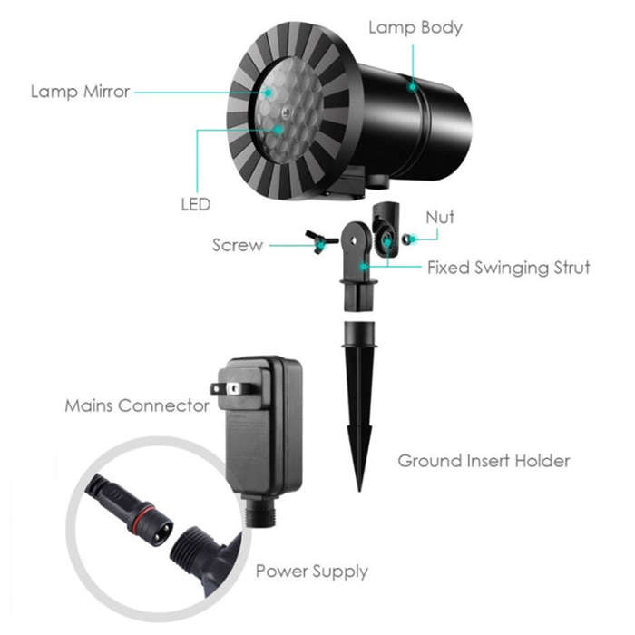 Christmas Snow Outdoor Waterproof Projection Lamp Landscape Lawn Decoration Light, US Plug, EU Pl...