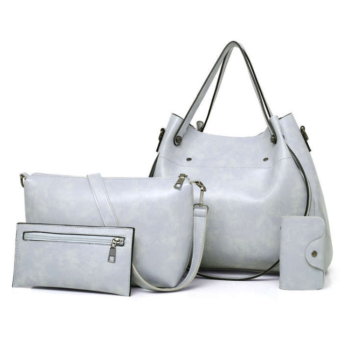 4 in 1 Ladies Retro Handbag Fashion Large Capacity Sub-Diagonal Bucket Bag, Red Eine, Light Grey,...