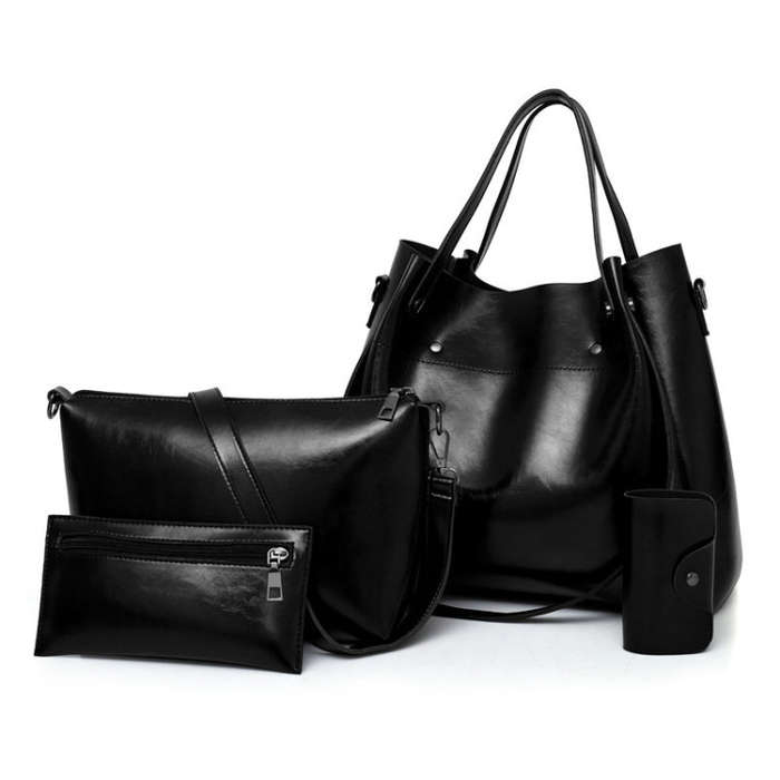 4 in 1 Ladies Retro Handbag Fashion Large Capacity Sub-Diagonal Bucket Bag, Red Eine, Light Grey,...