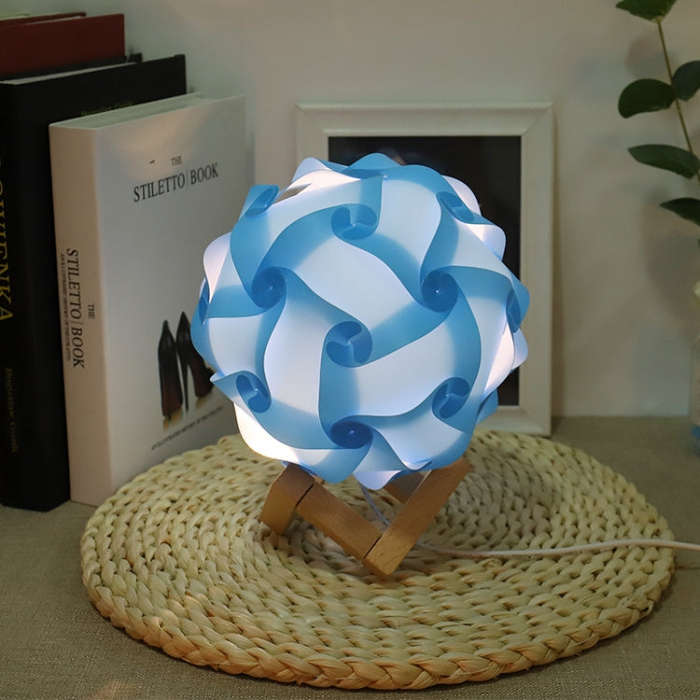 Creative Bedroom Bedside Night Light USB Round Romantic Room Decoration Lamp with Wood Base, DIY ...