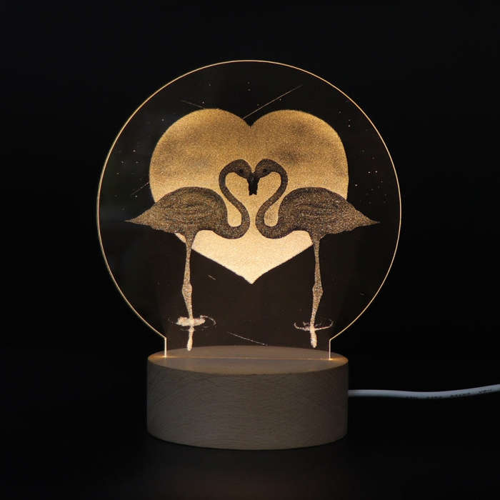 3D Atmosphere Decorative Light Acrylic Inner Carved LED Night Light Creative Girl Table Lamp, Dou...