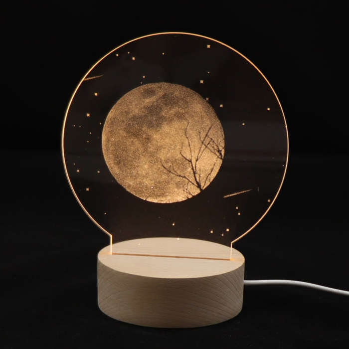 3D Atmosphere Decorative Light Acrylic Inner Carved LED Night Light Creative Girl Table Lamp, Dou...