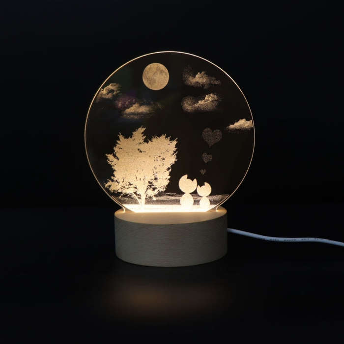 3D Atmosphere Decorative Light Acrylic Inner Carved LED Night Light Creative Girl Table Lamp, Dou...