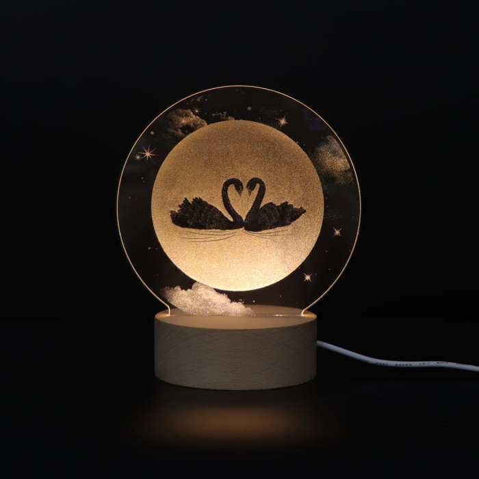 3D Atmosphere Decorative Light Acrylic Inner Carved LED Night Light Creative Girl Table Lamp, Dou...