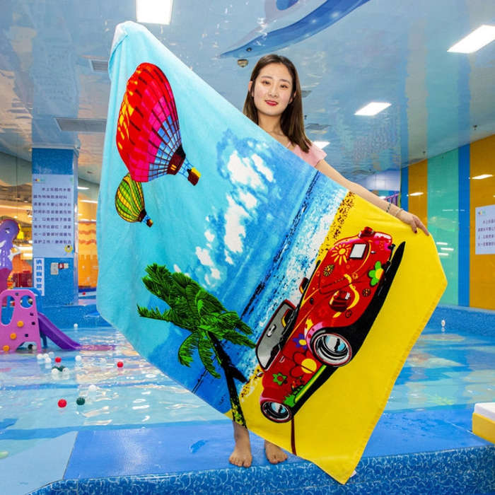 Extra Long Bath Towel Hawaiian Island Style Cotton Beach Cushion Towel 180x105 Cm, Sunset Coconut...