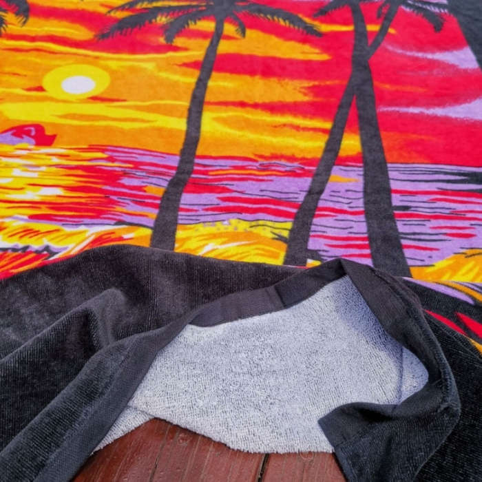 Extra Long Bath Towel Hawaiian Island Style Cotton Beach Cushion Towel 180x105 Cm, Sunset Coconut...