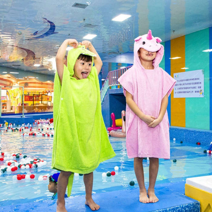 Cotton Cloak Home Bathroom Lengthen Children Wearable Bath Towel 70 cm, Pink Unicorn DP19S-4, Gre...