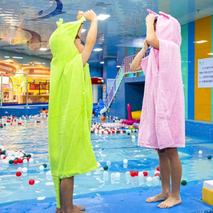 Cotton Cloak Home Bathroom Lengthen Children Wearable Bath Towel 70 cm, Pink Unicorn DP19S-4, Gre...