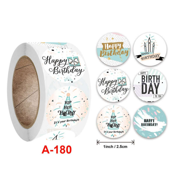 Birthday Party Sticker Gift Decoration Label, Size: 2.5cm / 1inch, A-180, A-181