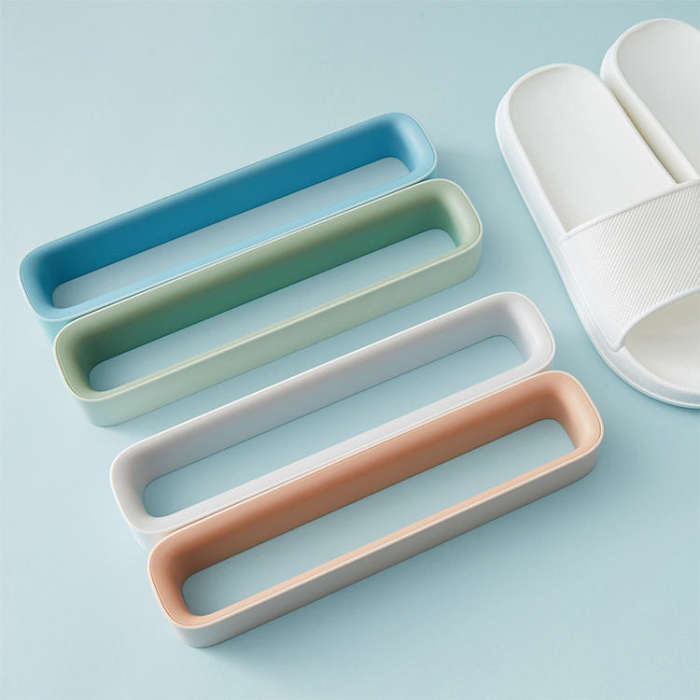 Seamless Paste Storage Rack Wall Paste Shoe Rack Bathroom Wall-Mounted Slippers Shelf Household C...