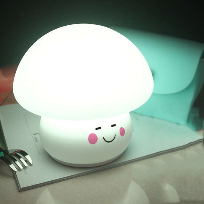 Silicone Colorful Mushroom Night Light Bedside Sleeping Table Lamp, 0.8W
