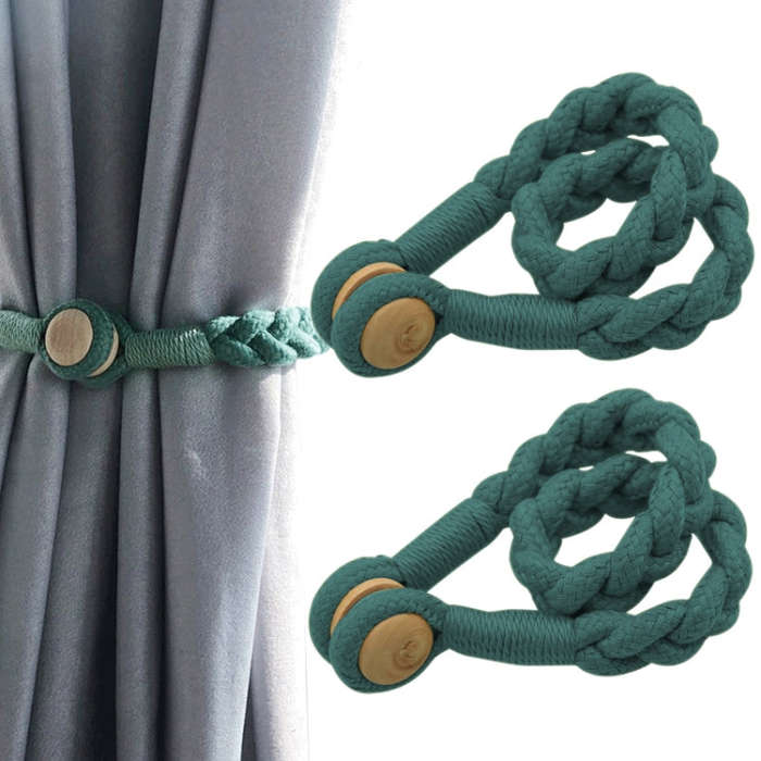 1 Pair Magnetic Buckle Twist Tie For Curtains, Pink, Grey Blue, Golden King, Conran, Off-white, L...