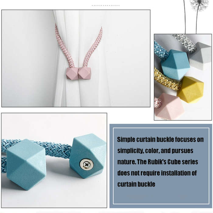 CK-17 4 PCS Magic Cube Simple Curtain Magnetic Buckle Free Installation Curtain Strap, Pink, Dark...