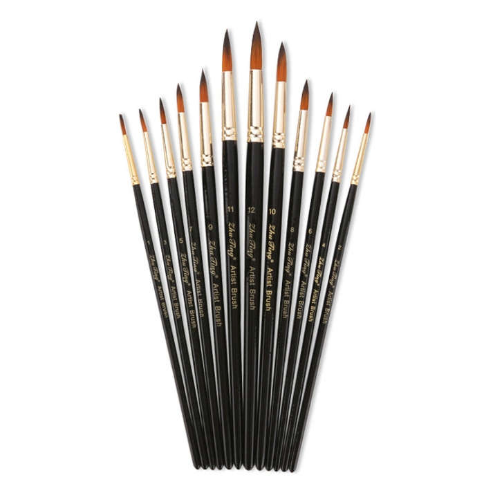 ZHU TING 12 PCS / Set Nylon Hair Watercolor Pen Children Painted Gouache Brush, Nylon Hair Waterc...