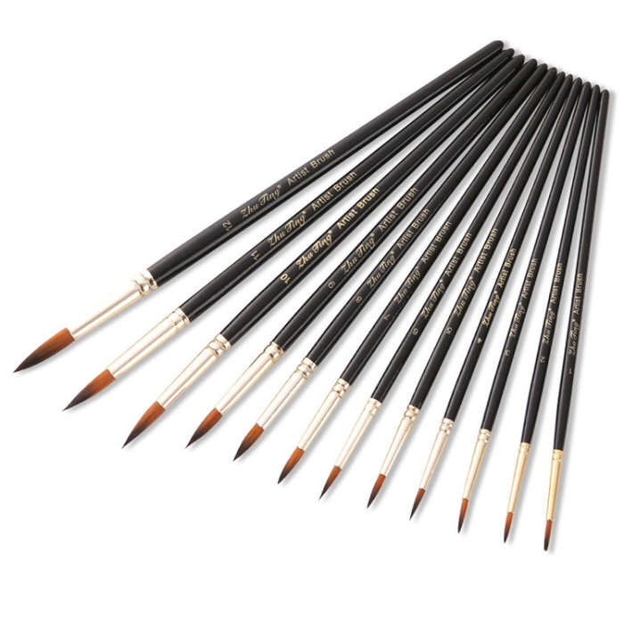 ZHU TING 12 PCS / Set Nylon Hair Watercolor Pen Children Painted Gouache Brush, Nylon Hair Waterc...