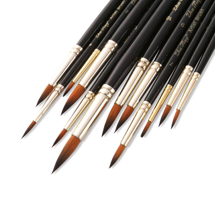 ZHU TING 12 PCS / Set Nylon Hair Watercolor Pen Children Painted Gouache Brush, Nylon Hair Waterc...