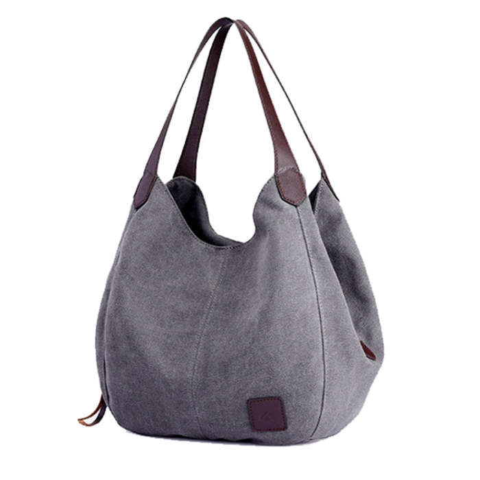 Canvas Bag Simple Wild Lady Retro Art Casual Bag Single Shoulder Bag, Lake Blue, Beige, Purple Co...