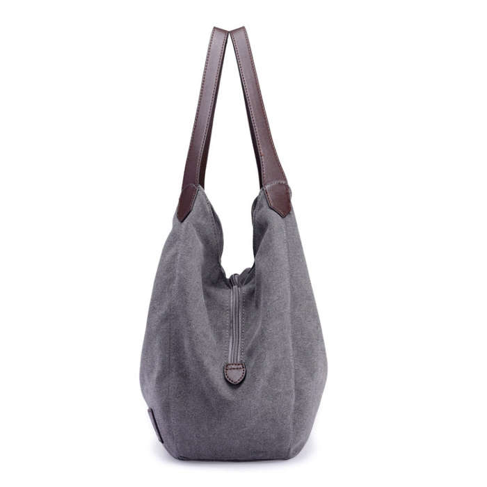 Canvas Bag Simple Wild Lady Retro Art Casual Bag Single Shoulder Bag, Lake Blue, Beige, Purple Co...