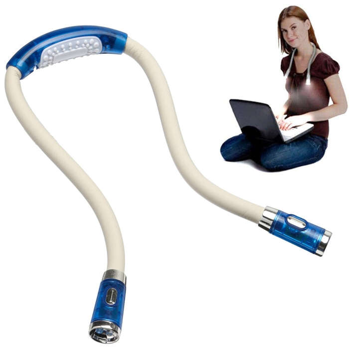 Portable U-shaped LED Flexible Handsfree Hug Neck Reading Book Lamp Torch, Black, Green, Blue, Pink