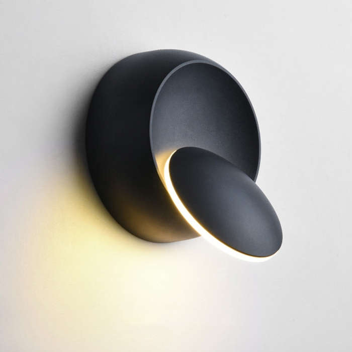 LED Wall Lamp 360 Degree Rotation Adjustable Bedside Light White Black Creative Wall Lamp Black M...