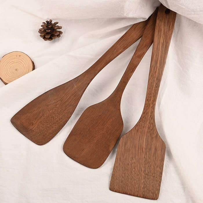 Long Handle Unpainted Chicken Wings Wooden Spatula Kitchen Utensils, Large Spatula, Large vegetab...