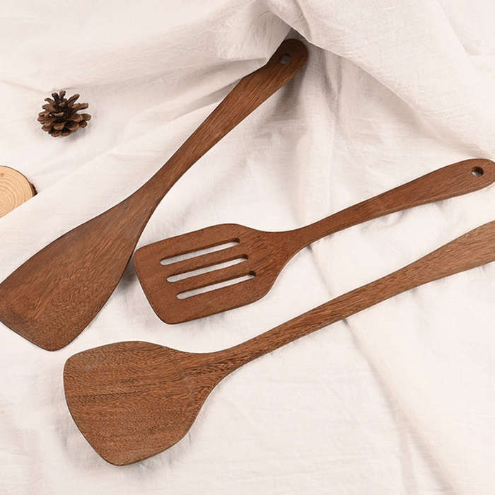 Long Handle Unpainted Chicken Wings Wooden Spatula Kitchen Utensils, Large Spatula, Large vegetab...