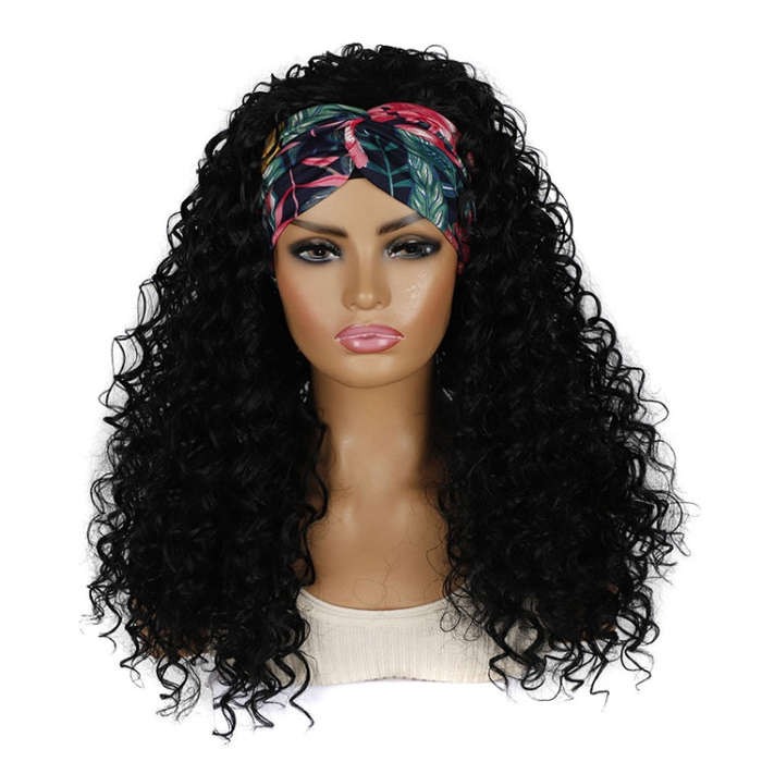 Hairband Wig Headgear Volume Chemical Fiber Wig Headgear, Black Hair Band 1B#O, Stars And Stripes...