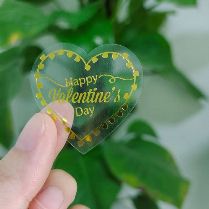 Transparent Hot Stamping Heart-shaped Sticker Thank You Gift Decoration Sticker, Thank You Gift S...
