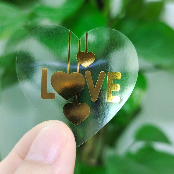 Transparent Hot Stamping Heart-shaped Sticker Thank You Gift Decoration Sticker, Thank You Gift S...