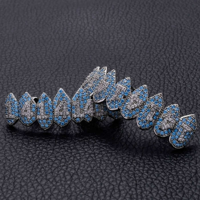 Halloween Vampire 8 Zircon Hip Hop Braces, Platinum Suit, Gold Suit, Platinum Upper Teeth, Platin...