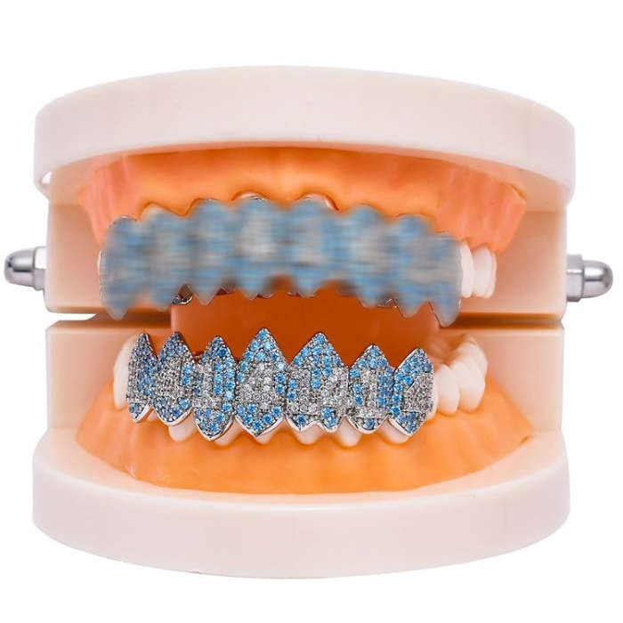 Halloween Vampire 8 Zircon Hip Hop Braces, Platinum Suit, Gold Suit, Platinum Upper Teeth, Platin...
