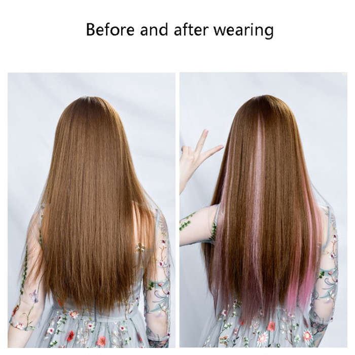 5 PCS Color Highlighting Hair Extension Piece One-Piece Invisible Seamless Hair Extension Piece, ...