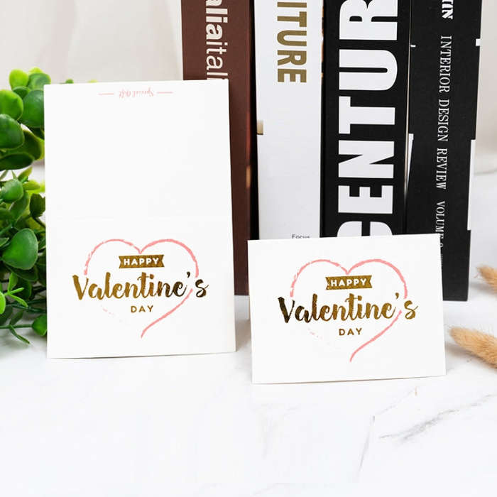 100 PCS Valentines Day Bronzing Greeting Card Flower Shop Birthday Thank You Card, Wish You All T...
