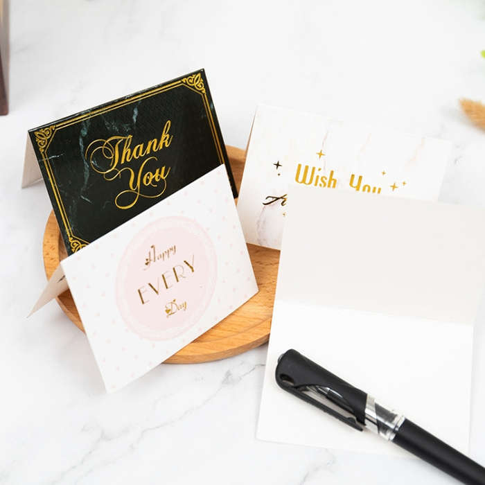 100 PCS Valentines Day Bronzing Greeting Card Flower Shop Birthday Thank You Card, Wish You All T...
