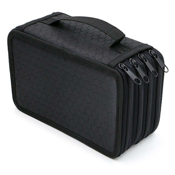 Solid Color Square Four-Layer Pencil Case Sketch Colorful Pencil Case With 72 Holes, Four-Layer