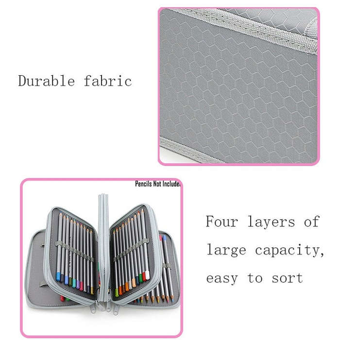 Solid Color Square Four-Layer Pencil Case Sketch Colorful Pencil Case With 72 Holes, Four-Layer