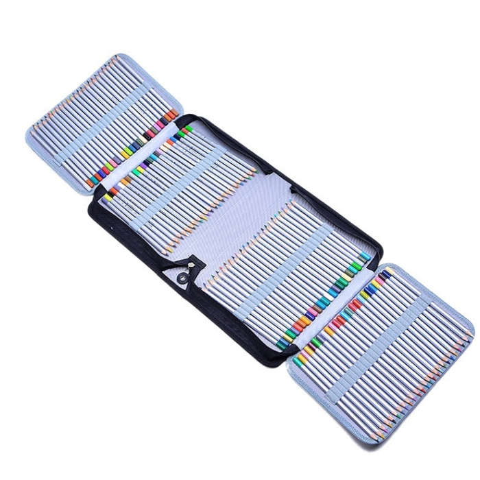 Solid Color Large Capacity 150 Hole Square PU Pencil Case, Black, Purple, Rose Red