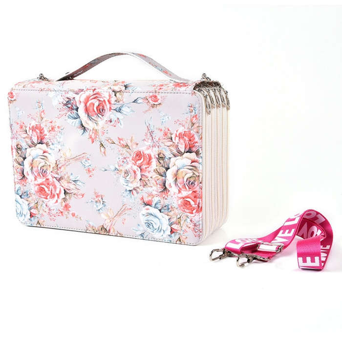 252 Holes Art Sketching Brush Colorful Lead Storage Large Capacity Portable Pencil Case, Blue, Pi...