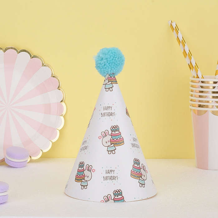 20 PCS Cute Children Bronzing Birthday Hats Cake Baking Decoration Party Hats, Cats, Unicorn, Wav...
