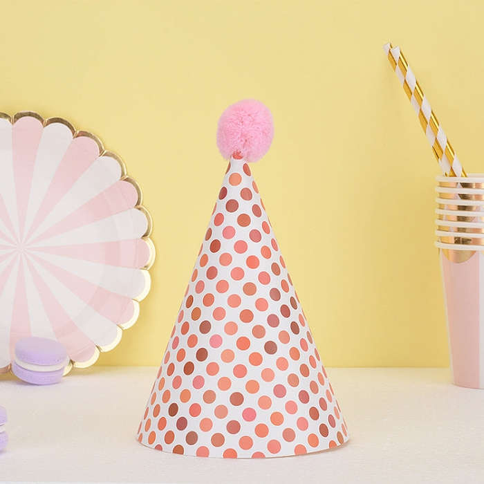 20 PCS Cute Children Bronzing Birthday Hats Cake Baking Decoration Party Hats, Cats, Unicorn, Wav...