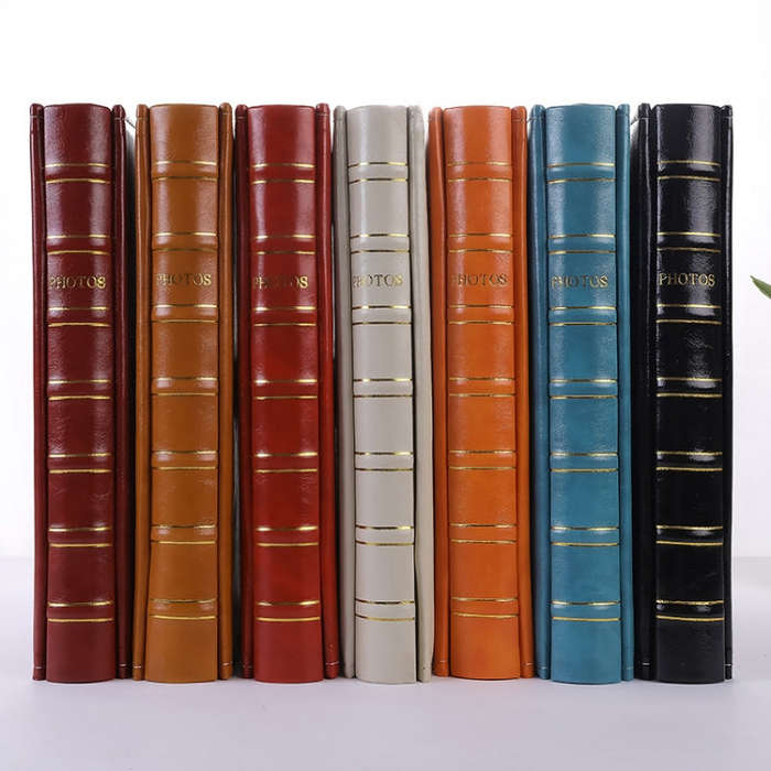 6 inch 500 Sheets Interstitial PP Album PU Leather Retro Bronzing Cover Photo Album, Red, Yellow,...