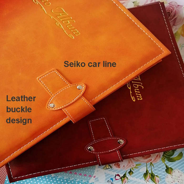 6 inch 500 Sheets Interstitial PP Album PU Leather Retro Bronzing Cover Photo Album, Red, Yellow,...