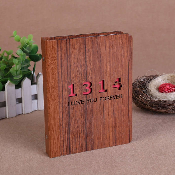 6-Inch 32 Sheets Wooden DIY Photo Album Creative Gift, 1314, Grow Up, Happiness, Baby Love, Love ...