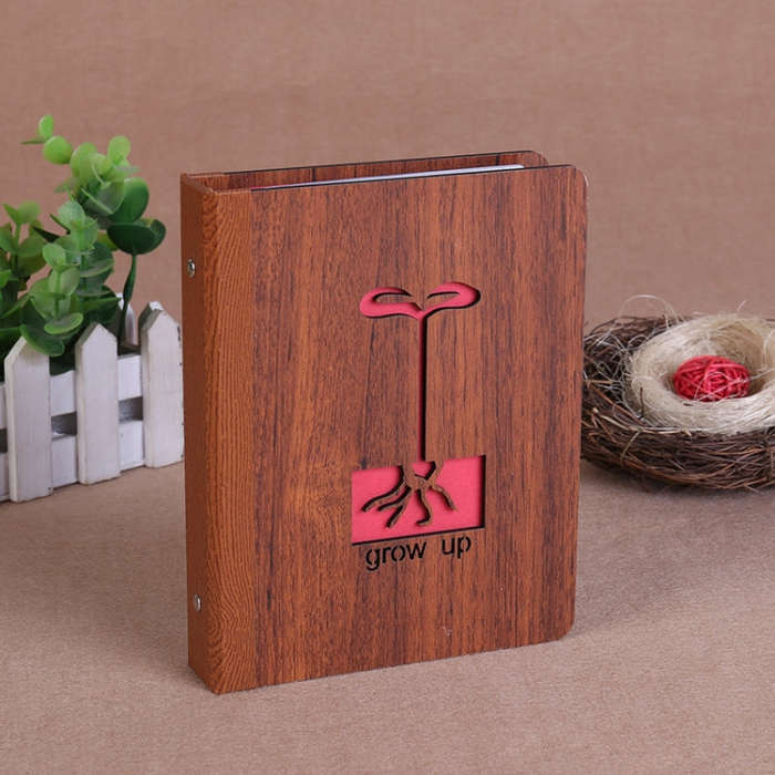 6-Inch 32 Sheets Wooden DIY Photo Album Creative Gift, 1314, Grow Up, Happiness, Baby Love, Love ...