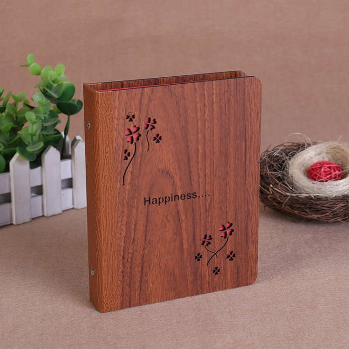 6-Inch 32 Sheets Wooden DIY Photo Album Creative Gift, 1314, Grow Up, Happiness, Baby Love, Love ...
