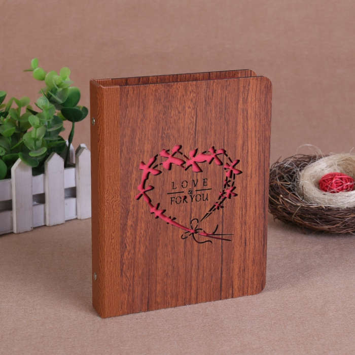 6-Inch 32 Sheets Wooden DIY Photo Album Creative Gift, 1314, Grow Up, Happiness, Baby Love, Love ...