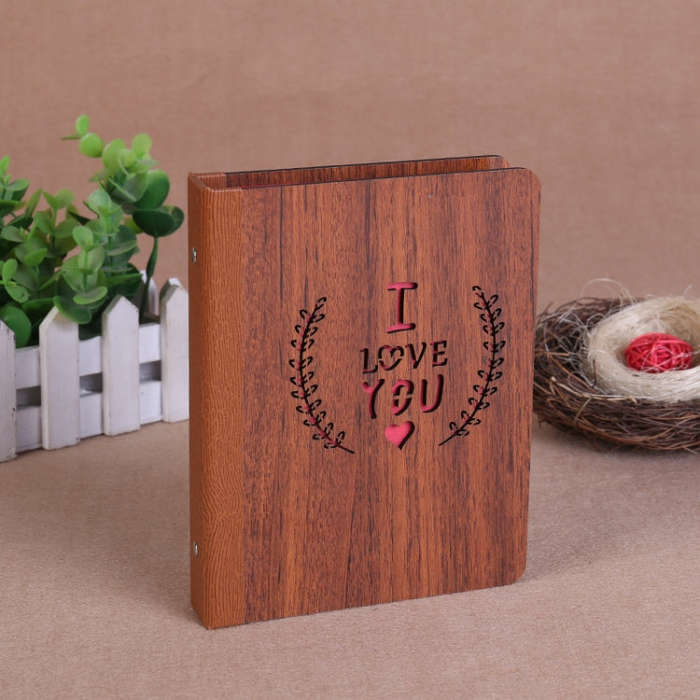 6-Inch 32 Sheets Wooden DIY Photo Album Creative Gift, 1314, Grow Up, Happiness, Baby Love, Love ...
