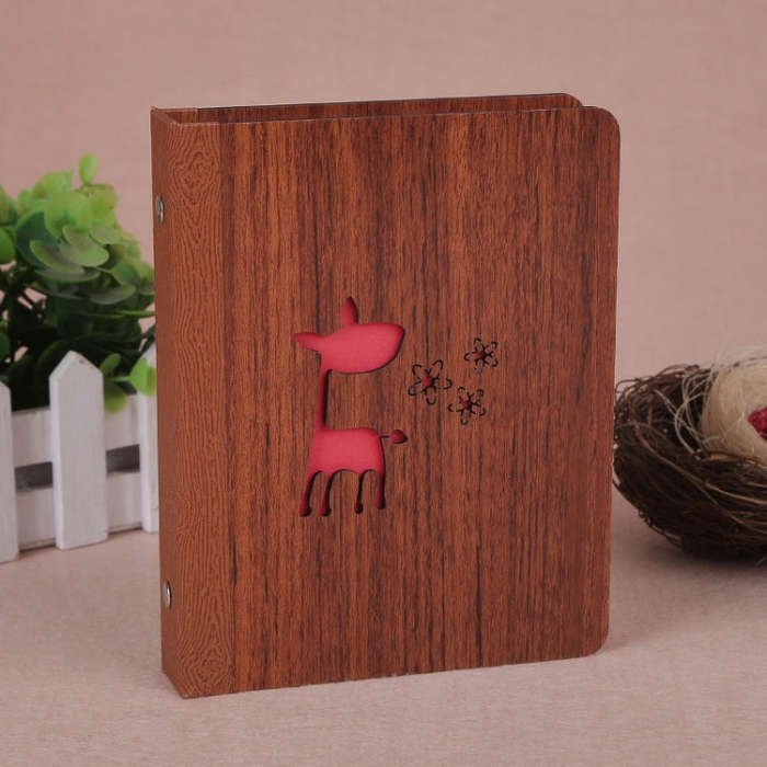 6-Inch 32 Sheets Wooden DIY Photo Album Creative Gift, 1314, Grow Up, Happiness, Baby Love, Love ...