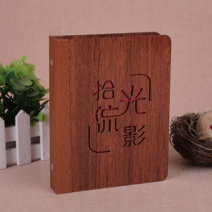 6-Inch 32 Sheets Wooden DIY Photo Album Creative Gift, 1314, Grow Up, Happiness, Baby Love, Love ...